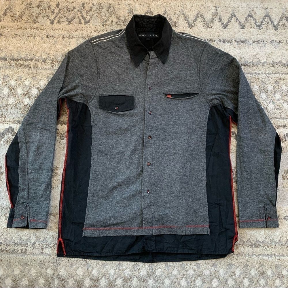 DDC LAB Gray Black Button Up Shirt Jacket Medium